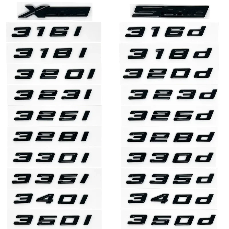 

For new font number 316i 318d 320i 325i letters 328d 330i 340i GT badge ABS 3 Series E90 E46 F30 sticker for housing