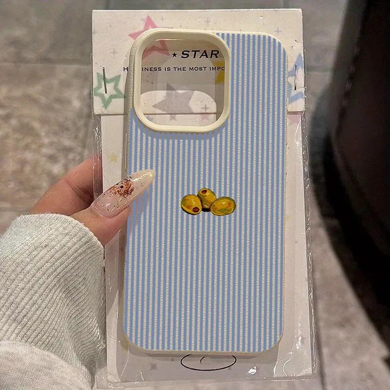 Olive Stripe Pattern Phone Case For Redmi Note 15 14 13 12 11 10 9 8 Pro Plus 4G 5G Shockproof Cover
