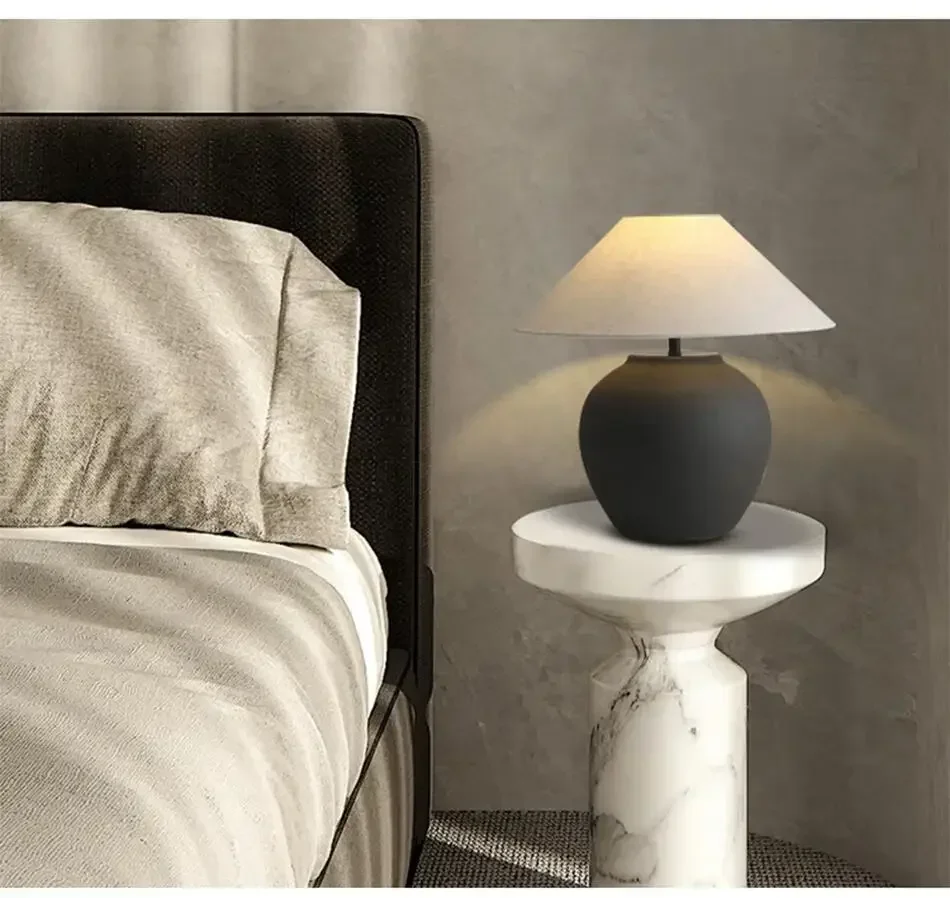 Lámpara de mesa de cerámica azul, lámparas de porcelana grandes vintage para sala de estar, hogar, dormitorio de lujo, iluminación de escritorio junto a la cama