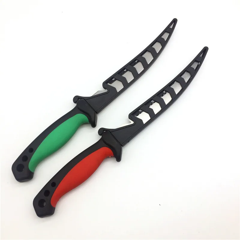 Multifunctional Stainless Steel Fishing Knife Rubber Hand Handle Scraping Fish Scales Fish Slicing Knife Cutting Fish Fillets