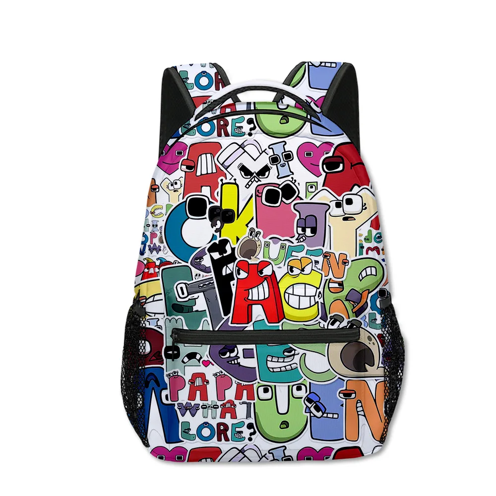 Trendy Kpop Youthful School Bags Unisex Alphabet Lore Travel Bags 3D Print Oxford Waterproof Notebook Shoulder Backpacks