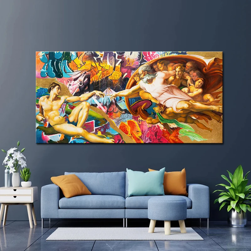 يد الله آدم الكتابة على الجدران قماش اللوحة الشارع البوب الفن الملصقات والمطبوعات صور فنية للجدران لغرفة المعيشة ديكور المنزل الهدايا