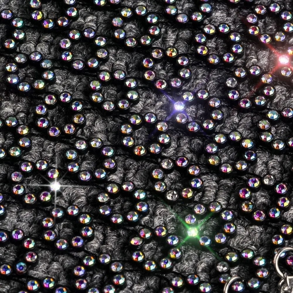 Moda rede de pesca strass máscara borla bling rosto capa brilhante oco máscara de máscaras feminino