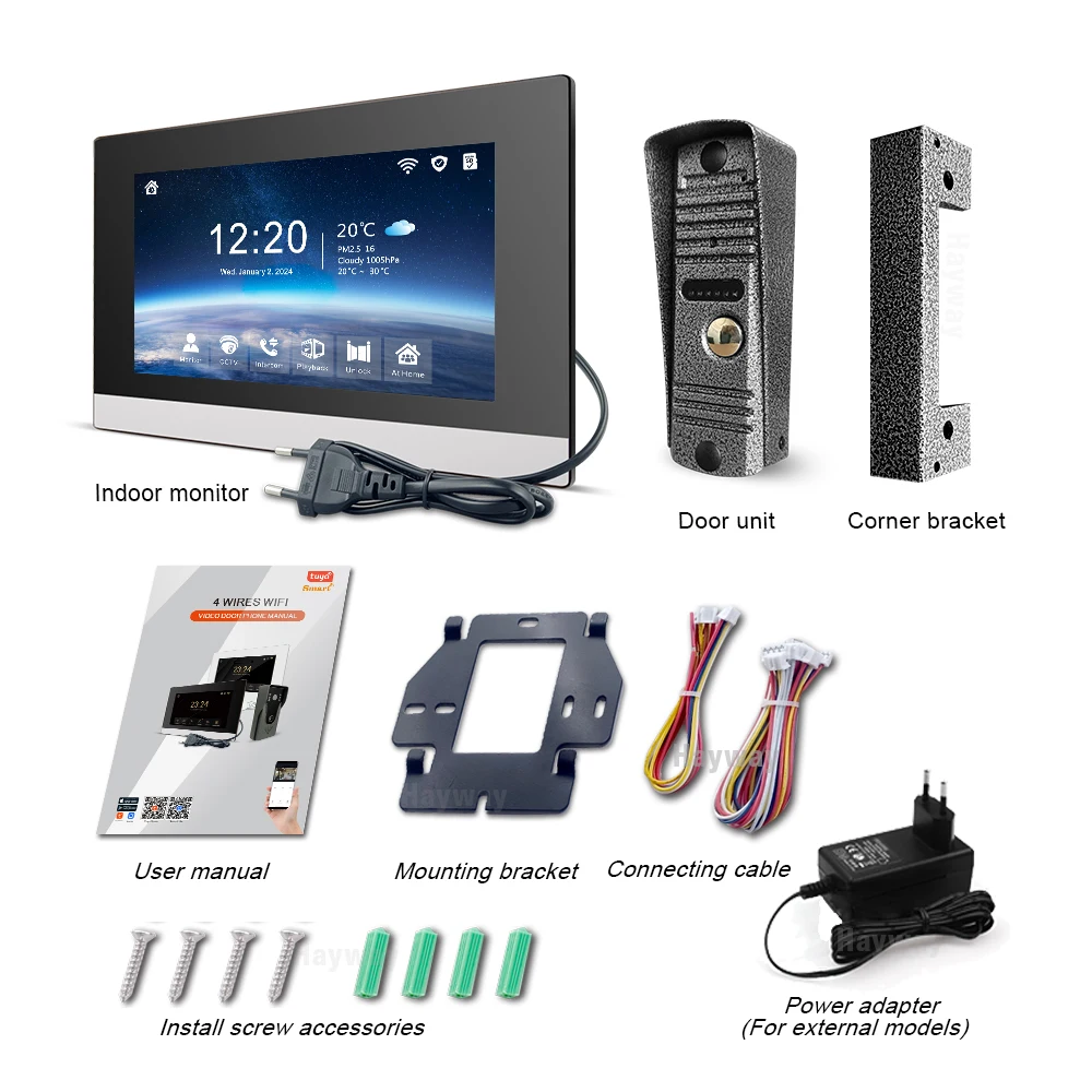 Tuya Wireless IPS 10 " touch screen 1080P camera video intercom kit, with mobile detection, ID access control unlocking,