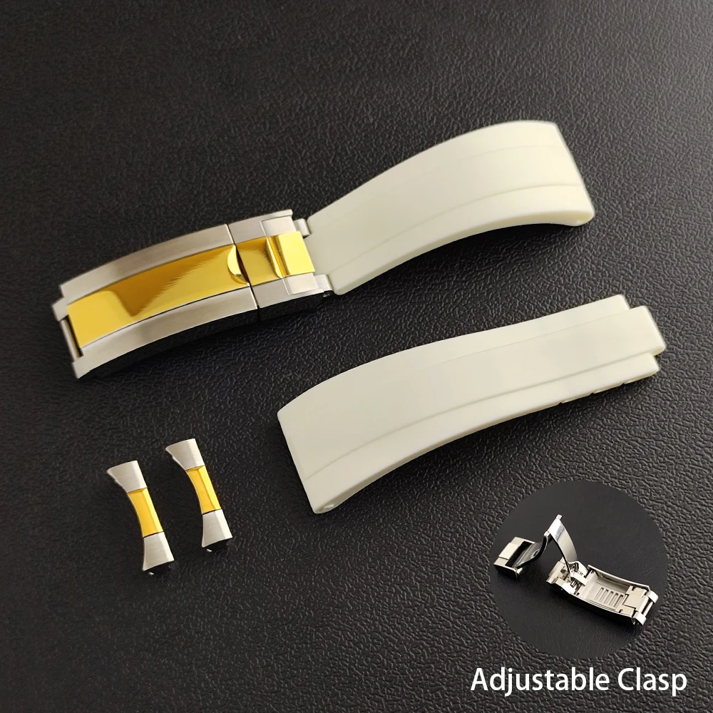 High Quality 20mm Watch Strap And Curved Watch Strap Ends Adjustable Rubber Watch Strap Fits 20mm Width VK63 Case Watch Parts image 3