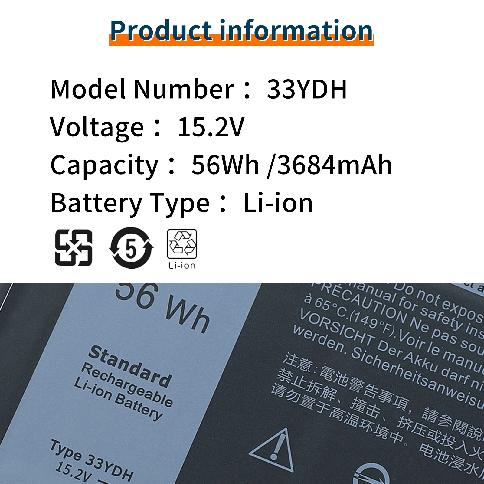 15.2V 56WH 33YDH بطارية الكمبيوتر المحمول لديل انسبايرون 17 7778 7779 7773 15 7577 G3 15 3579 5587 17 3779 7588 P30E سلسلة