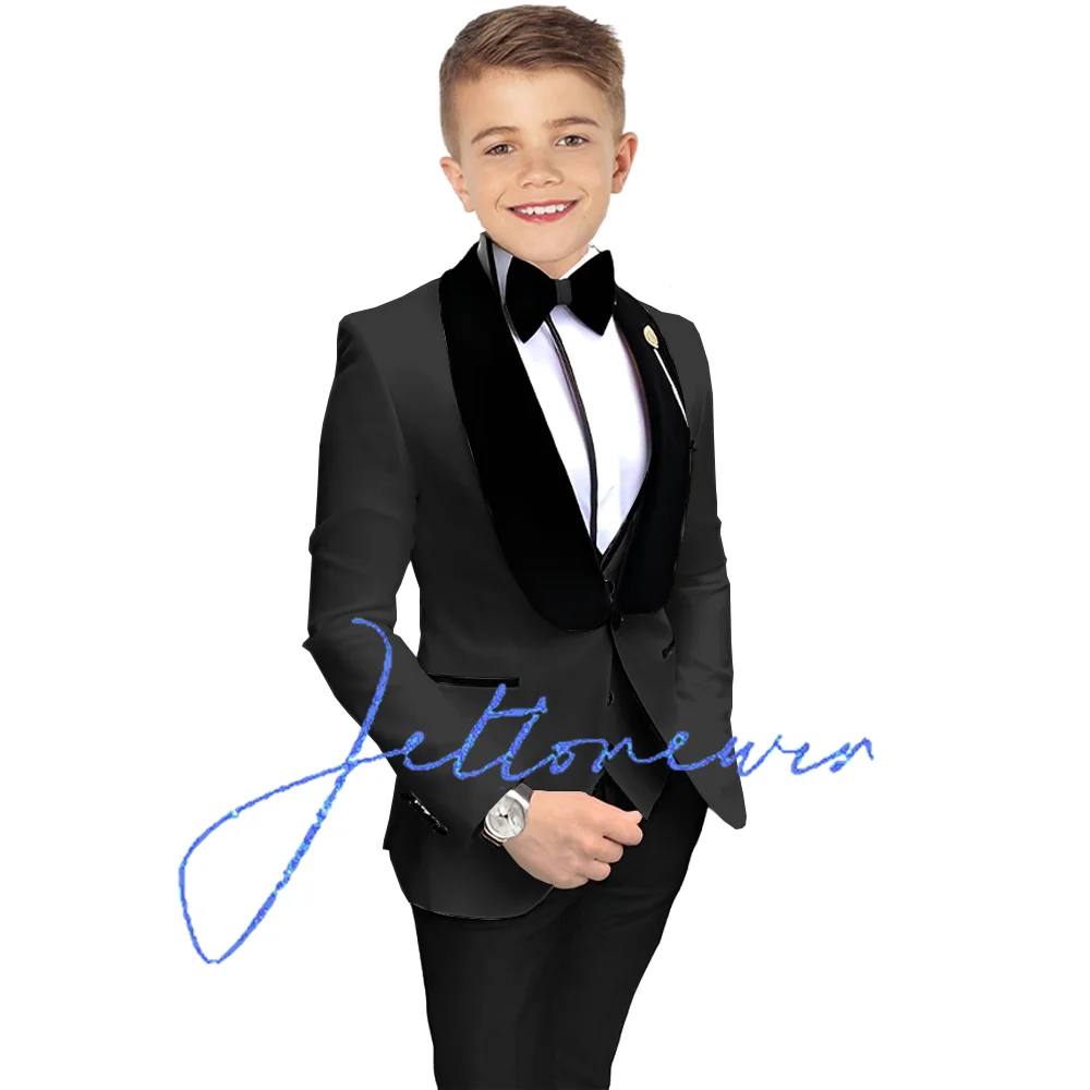 Traje personalizado para niños, chaqueta, pantalones, chaleco, esmoquin para niños de boda, traje de 3 piezas, ropa Formal elegante para fiesta para niños