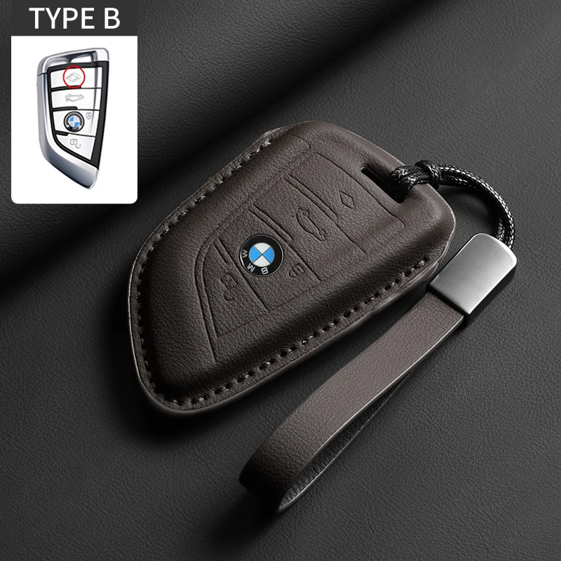Leather Car Logo Key Case Key Fob Accessories For BMW 320i 530i 550i X1 X3 X4 X5 X6 F20 F15 F16 F48 F30 G20 G30 G01 G02 G05 G11 view 3