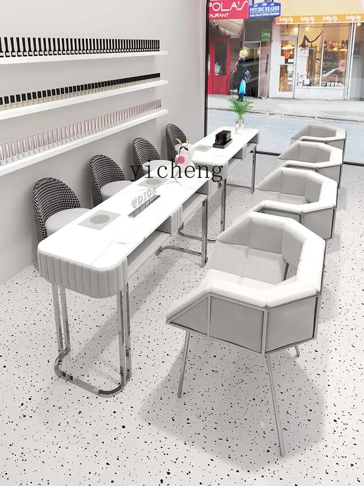 YZ6.15 ZC Vacuum Cleaner Nail Table and Chair Suit Combination Single Double Three-Person Nail Table with Socket