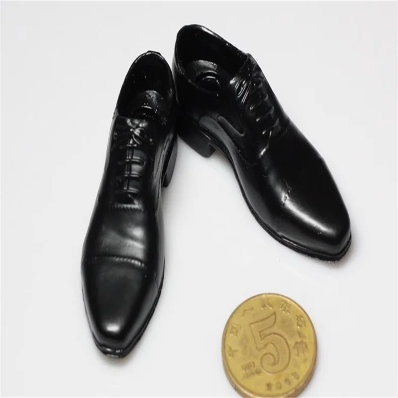 

1/6 Male Soldier Accessories Black Leather Shoes With Feet Model Fit 12'' Action Figure HT B001 Body In Stock