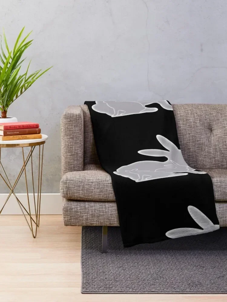 Black and White Rabbit Triads Throw Blanket Warm Hair Blankets