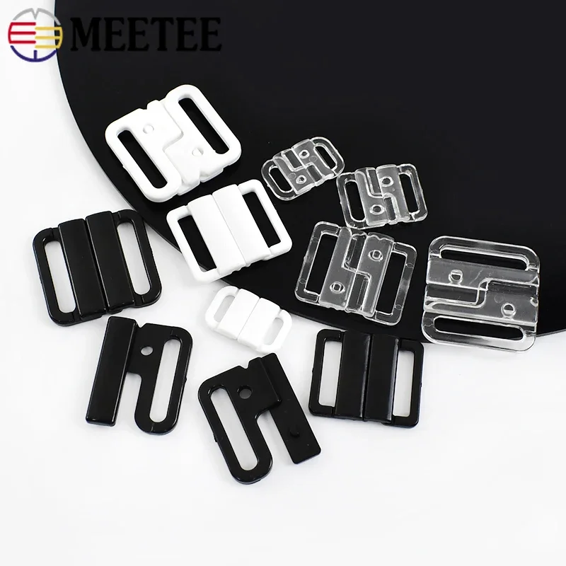 20-100Sets 10/15/20/25mm Plastic Buckles for Bra Bikini Strap Clasps Resin Closure Button Underwear Hooks DIY Sewing Accessories