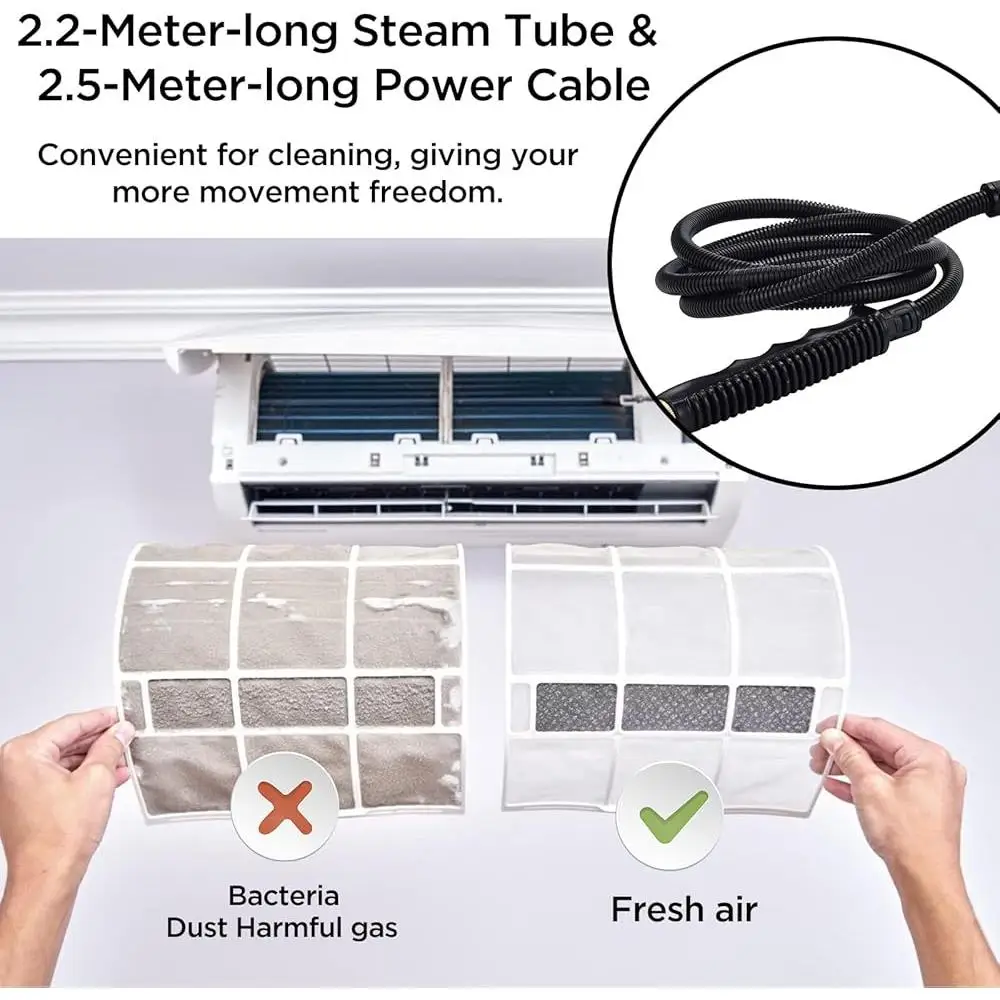 منظف البخار المحمول 2500 واط المحمولة ارتفاع ضغط ارتفاع درجة الحرارة باخرة مع سرعة قابلة للتعديل 3 رؤوس فرشاة تنظيف المنزل