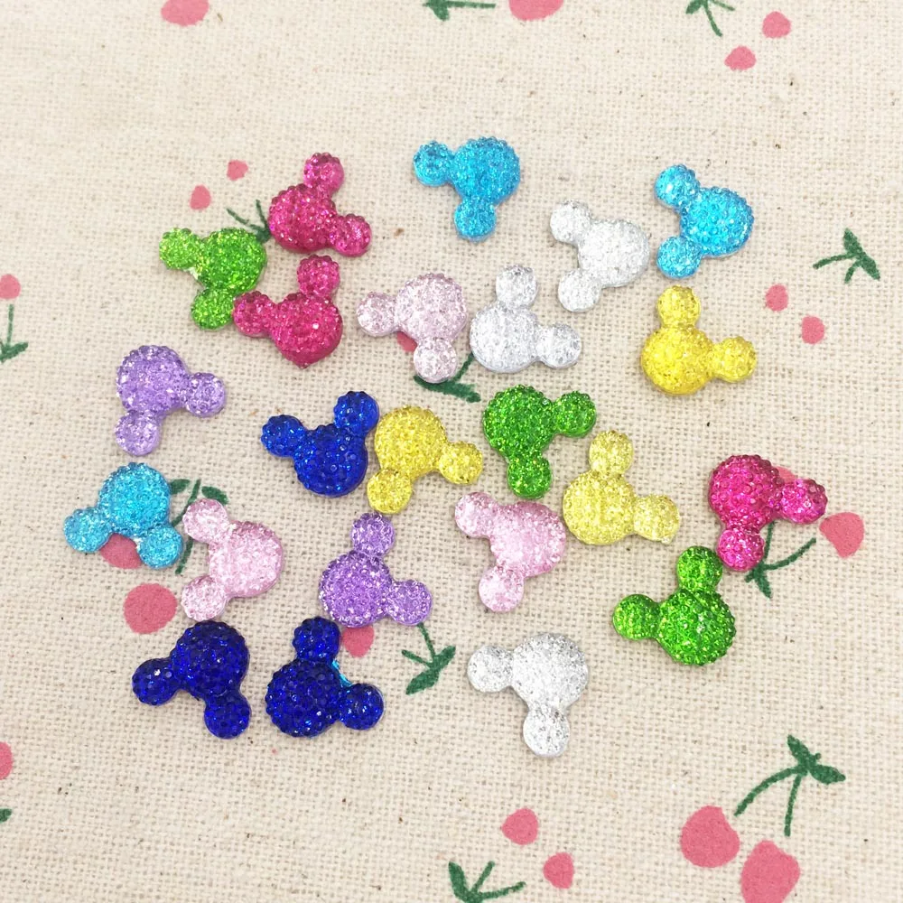 100 Pieces Flatback Flat Back Resin Cabochon Kawaii Resin Craft Decoration Cartoon Mouse DIY Embellishment Scrapbooking:12*15mm