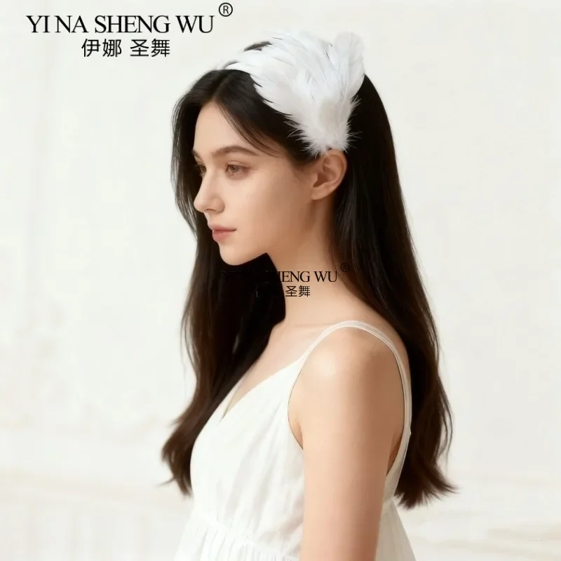 Swan Lake Ballet Feather Headwear for Women Handmade Princess Ballet Headwear for Women Hair Accessories view 2