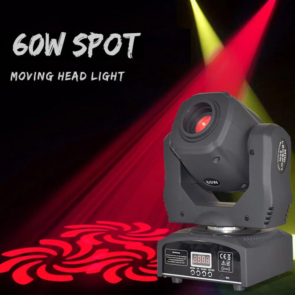 LED Mini Moving Head Light Lyre Projection 60W DJ Spot Lights With 7 Colors 8 Gobos For Disco Home Party Wedding Nightclub