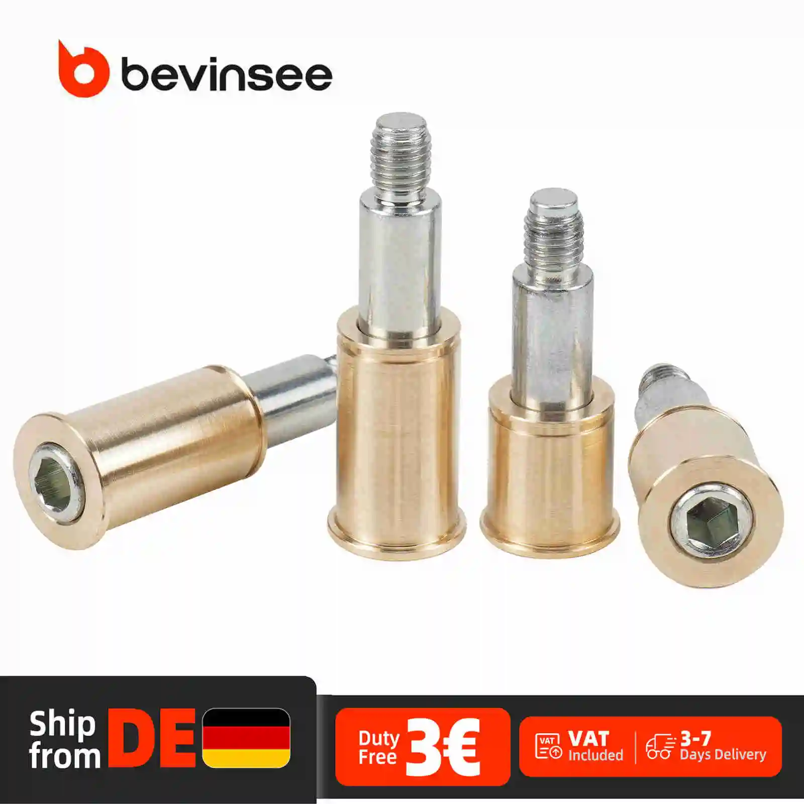 BEVINSEE Vordere Bremssattel-Führungsbuchse aus massivem Messing für BMW E82 E60 E61 E63 E64 E90 E91 E92 E93 E89 Z4 E84 X1, ersetzt 34116758707