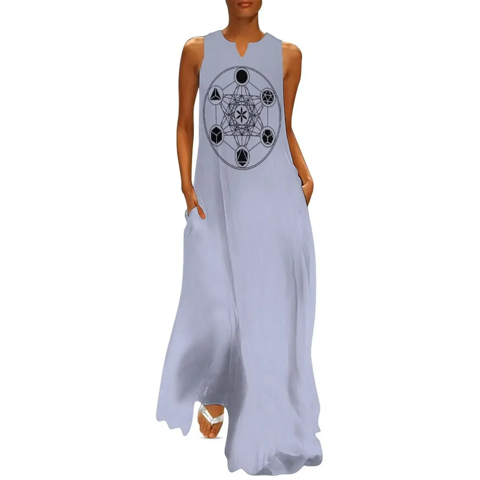 

Sacred Geometry, Platonic Solids, Metatrons Cube, Flower of Life Long Dress long dress women Dress