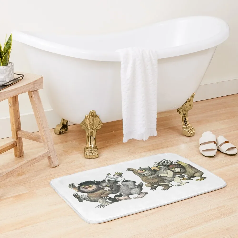 

Wild Things Romp Graphic Bath Mat Non-Slip Bathtub Sleeping Room Rugs Toilet Floor Quick-Drying Bathroom Mat