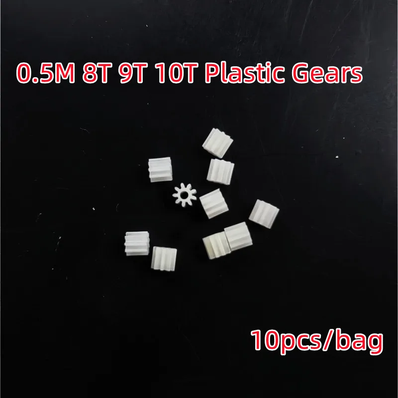 10pcs/bag 0.5M 8T 9T 10T Plastic White Gears Motor Engine Gear R/C Drone Toys Cars Helicopter Spare Parts