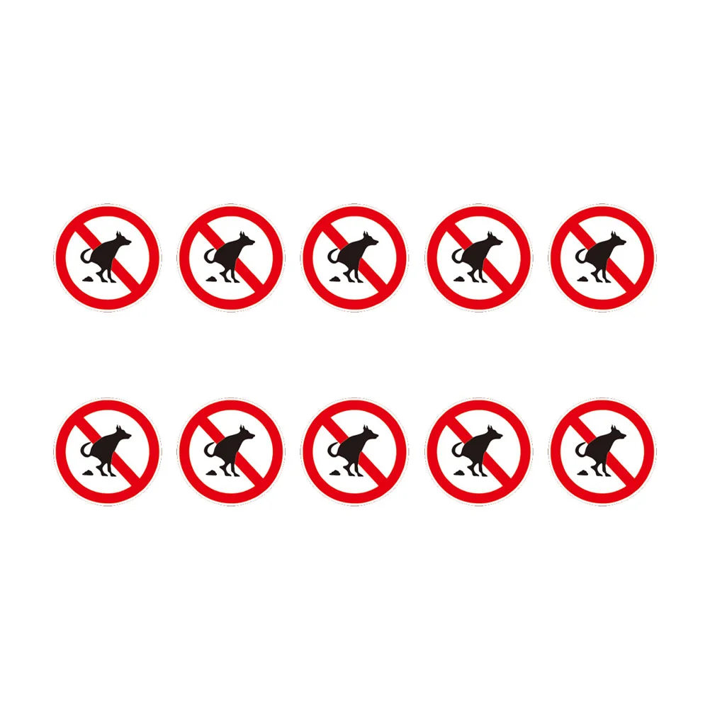 

10 Sheets Prohibitory Sign Paste Encironment Bumper Sticker No Pet Pooping Waterproof Decal Clean Suitcase Fuuny