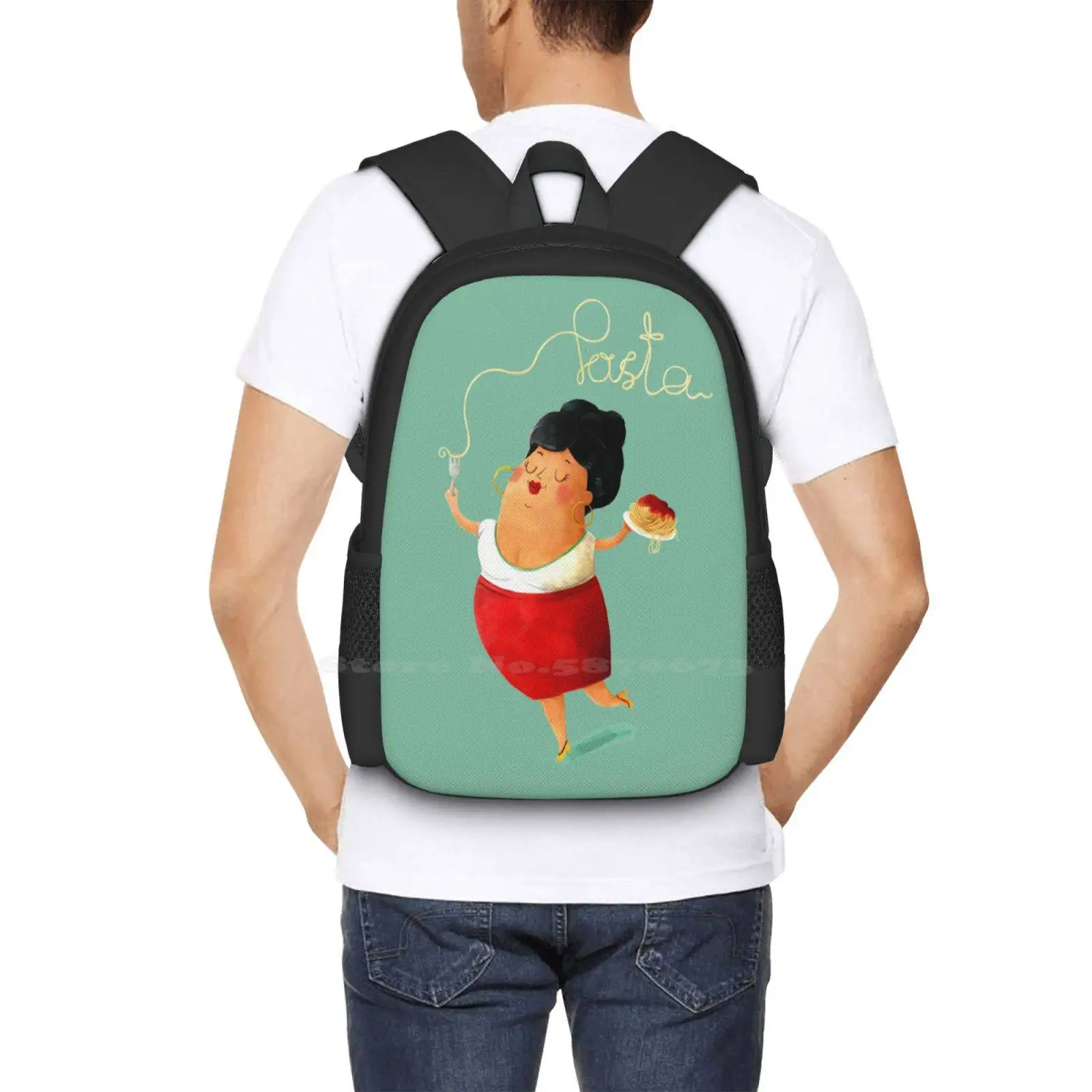 Spaghetti Pasta Lady Backpack For Student School Laptop Travel Bag Pasta Spaghettti Italy Italian Italian Cuisine Noddles