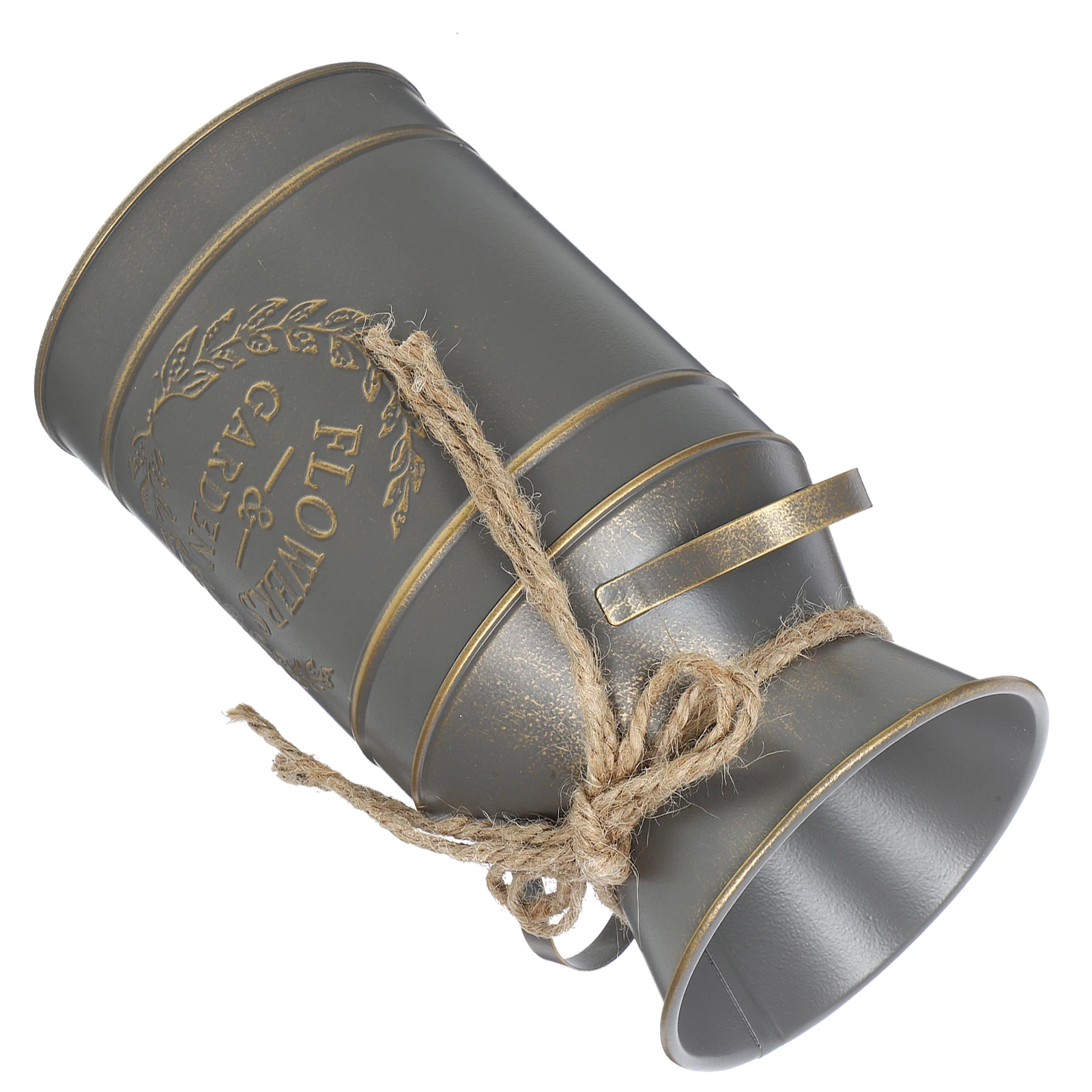 

Galvanized Metal Vintage Flower Vase Blue Iron Bucket Planter Stable Bottom Decor Rustic Pot Home