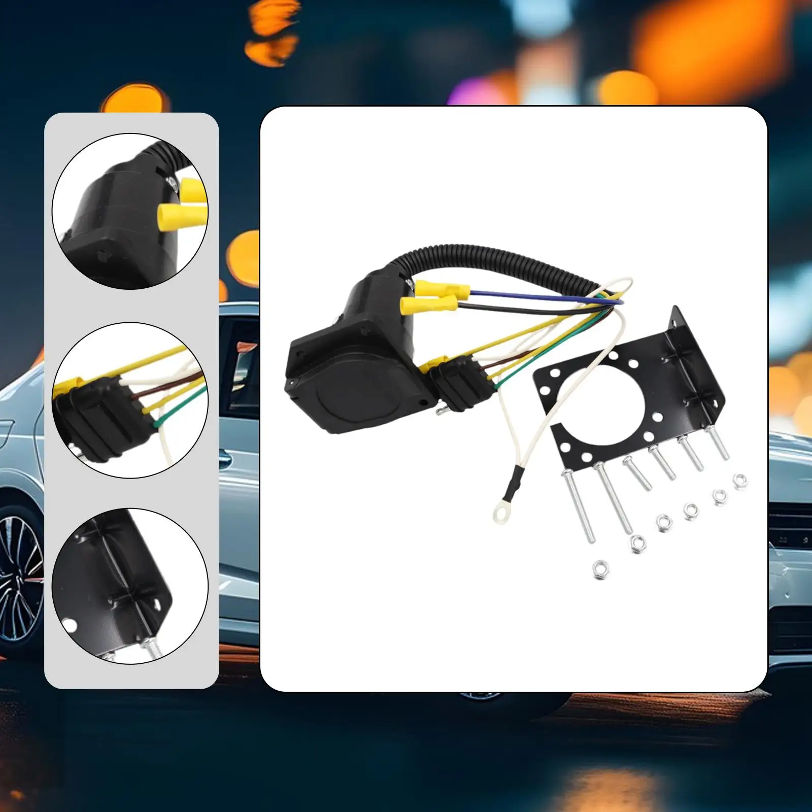 

7 Pin Trailer Wiring Harness Adapter with PP Copper Construction Connector Kit for Safe RV and Utility Trailer Hookups