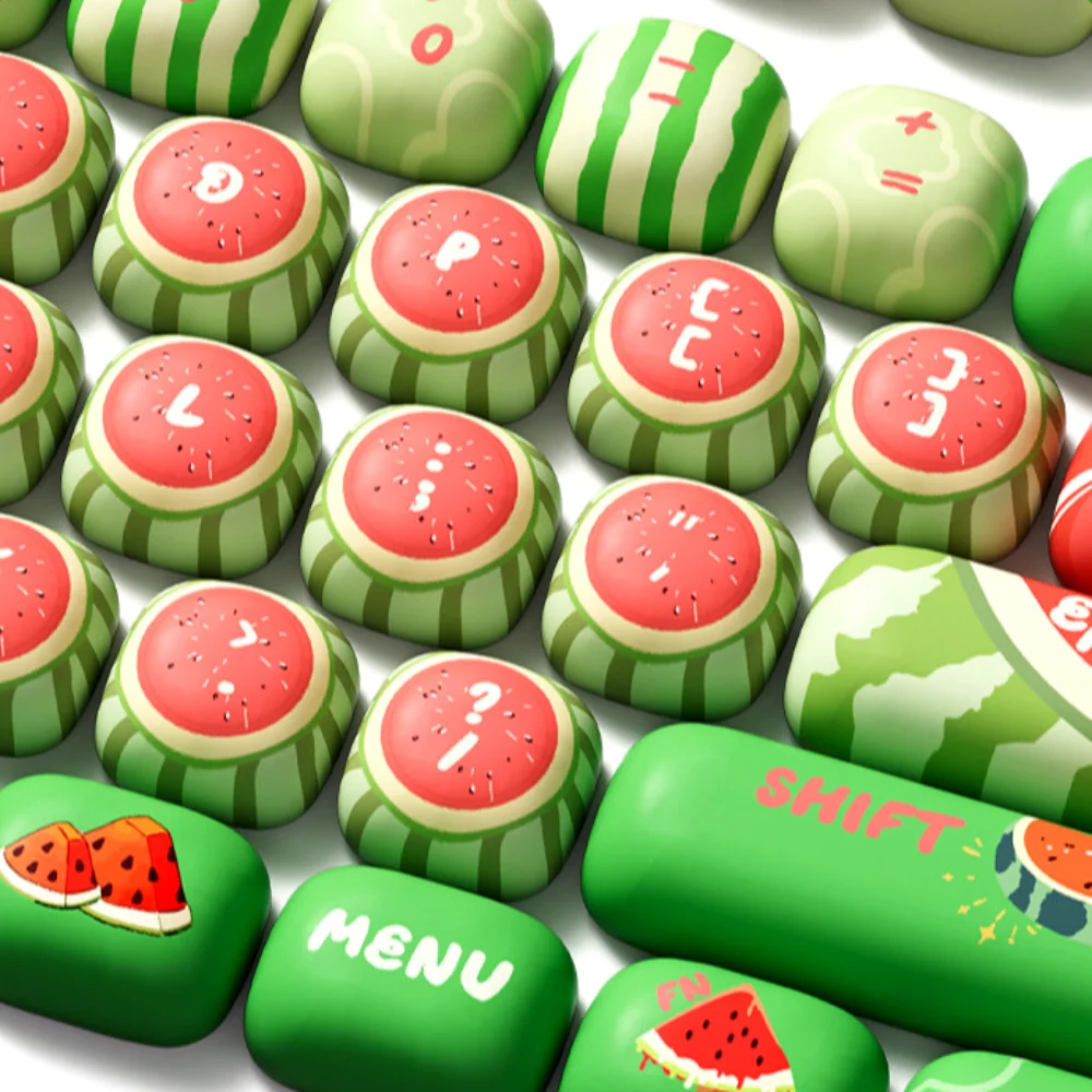 

Mushroom Cute MOG Keycap Set PBT 138 Keys Round Watermelon Bun Cute for 61/87/104/108 Mechanical Keyboards