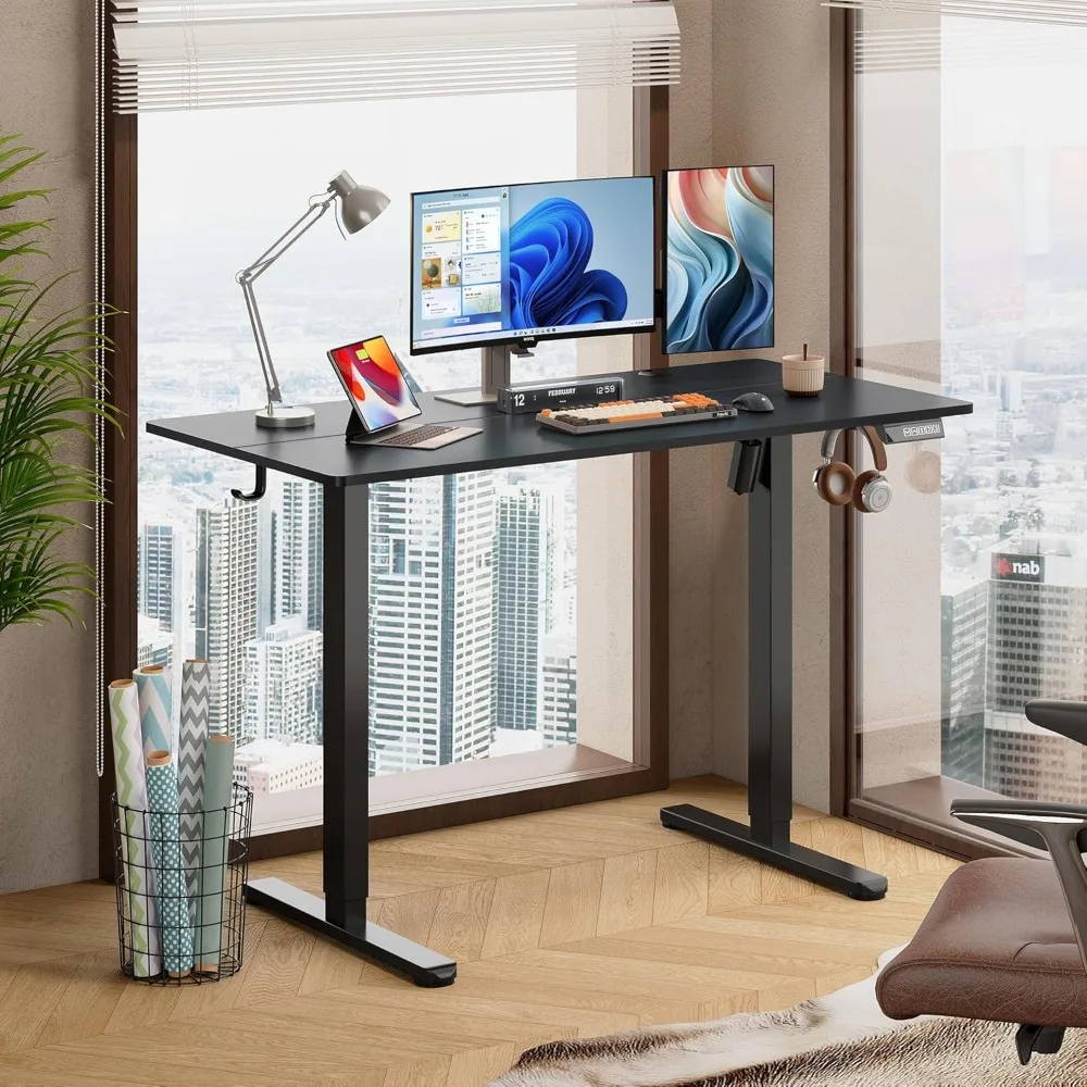 

48 Inch Electric Standing Desk, 3 Adjustable Height Stand up Desk for Home Office, Ergonomic Sit to Stand Desk with LED