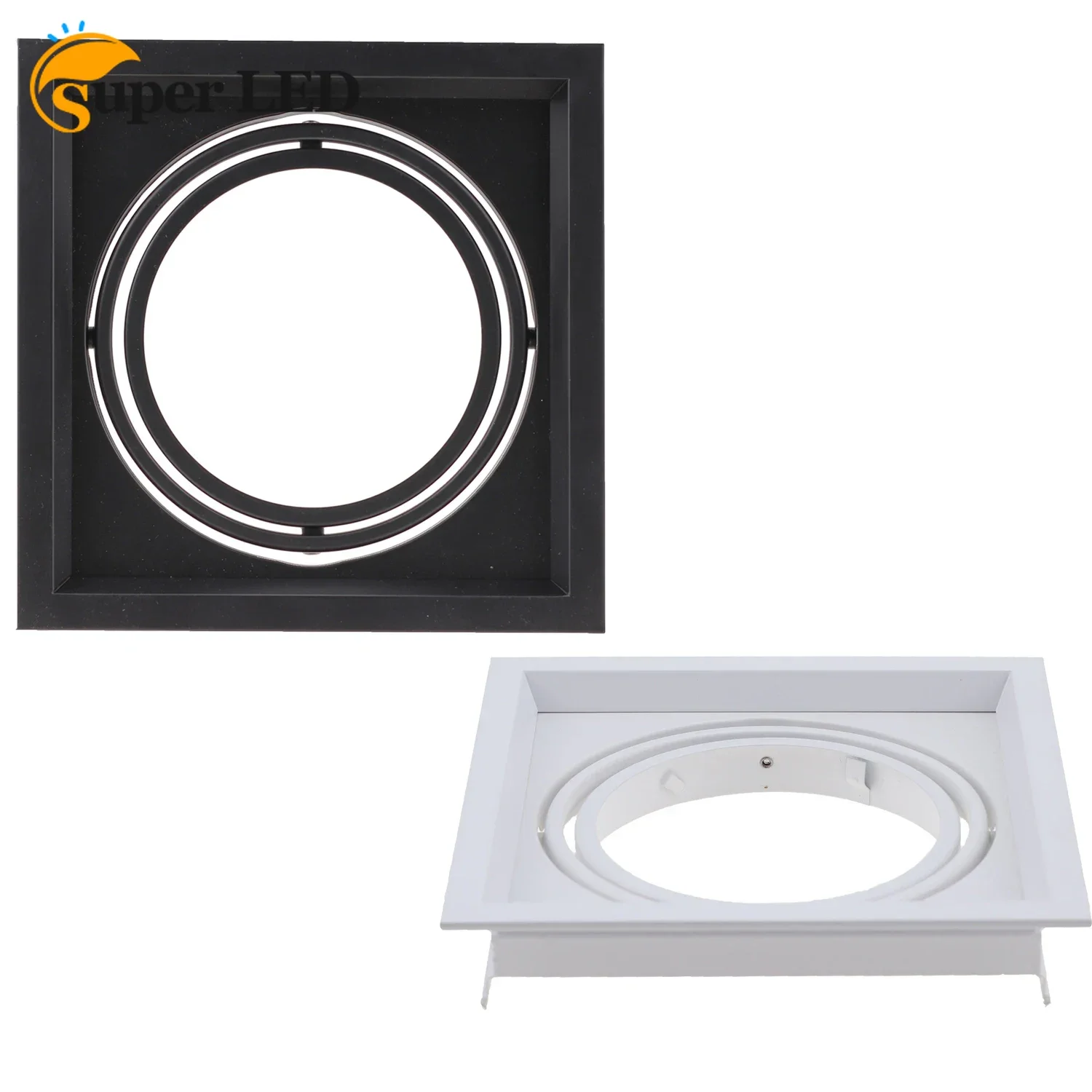 

White Black Aluminum Iron fixture frame Downlight Fittings - 170-180mm Diameter 155mm cutout Round Square