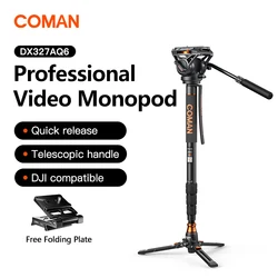 COMAN DX327AQ6 Video Camera Monopod With Q6 Fluid Drag Pan Ball Head Tripod Stand For Camera Canon Nikon Sony Video Camcorder