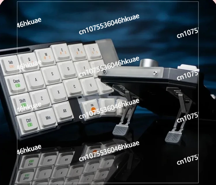 Ergonomic Split Mechanical Keyboard with Knobs, Wireless Low Profile CNC Aluminum Keyboard Support Vial