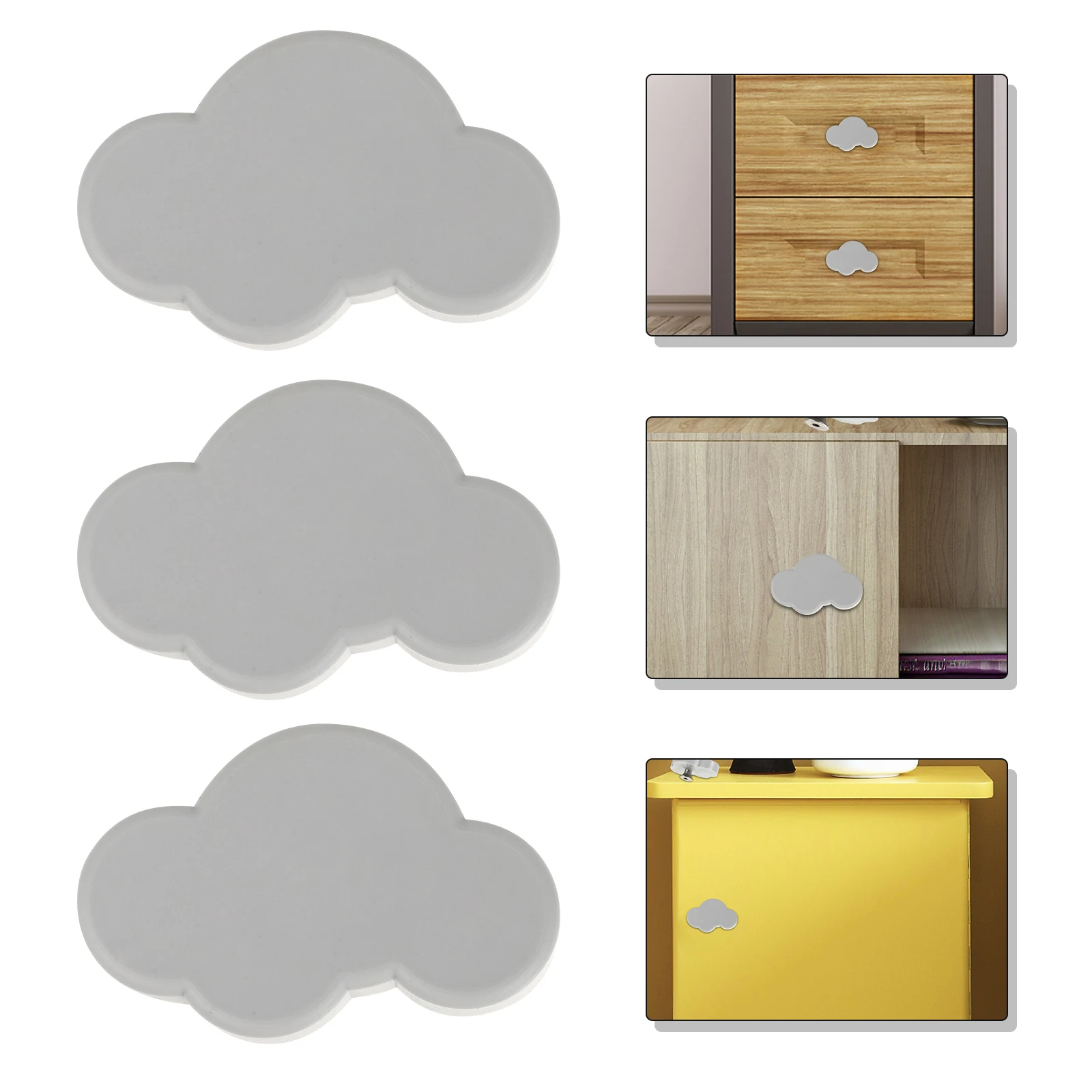 

6Pcs Cloud Shaped Rubber Zinc Alloy Cabinet Handle Furniture Pulls Drawer Knobs Door Hardware for Cupboards Dresser Stable