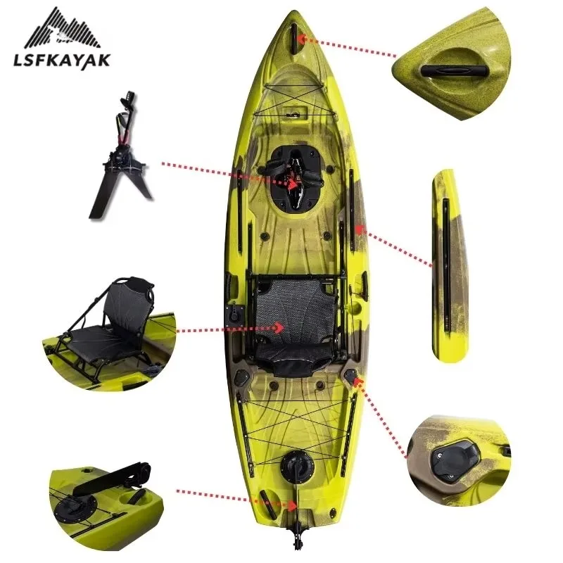 3.04m One Person Fin Driven Kayak HDPE For Fishing, Surfing And Cruising Fishing Boat