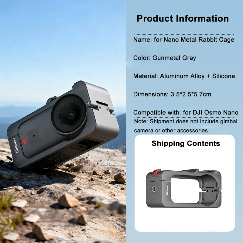 Multifunctionele kooi van aluminiumlegering voor DJI Osmo Nano voor DJI Mic - Quick Release Mount 1/4"-20 draad koude schoen