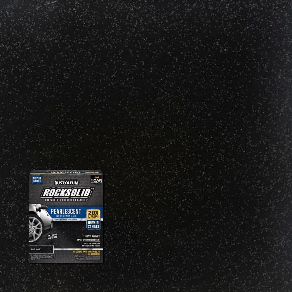 306325 RockSolid Pearlescent 1 Car Garage Floor Coating Kit, Pearl Black