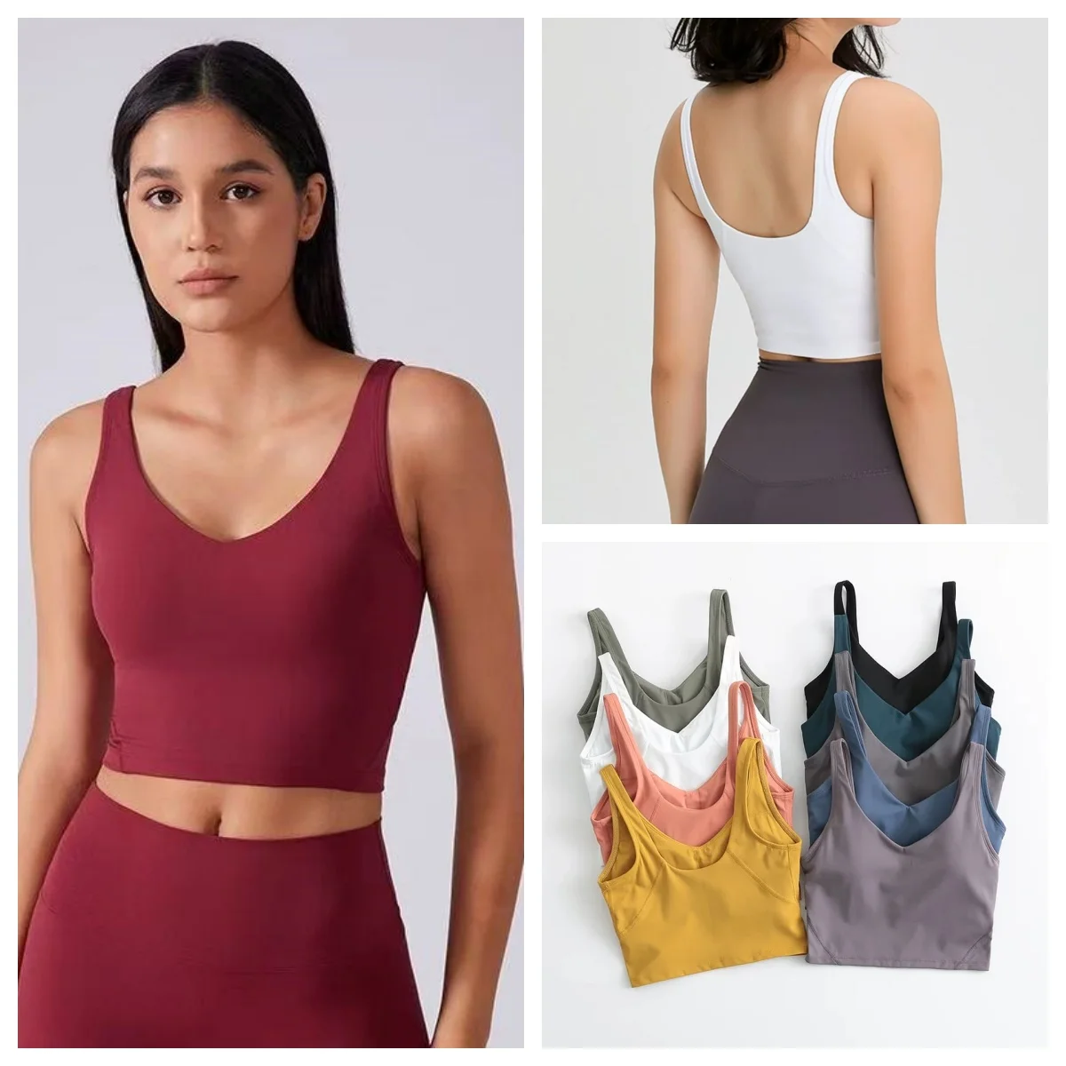 

New Yoga Wear Women's Versatile Fitness Backless Bra Nylon Sensation Tight Sportswear Gathered Workout Vest