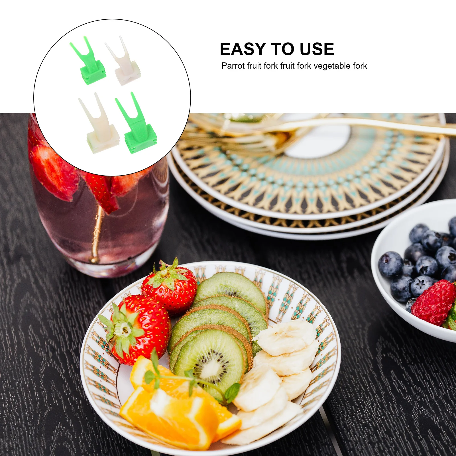 

100Pcs Parrots Fruit Fork Plastic Bird Cage Feeder Feeding Tool Fruit Vegetable Holder Pet Supplies Parrot Feeder