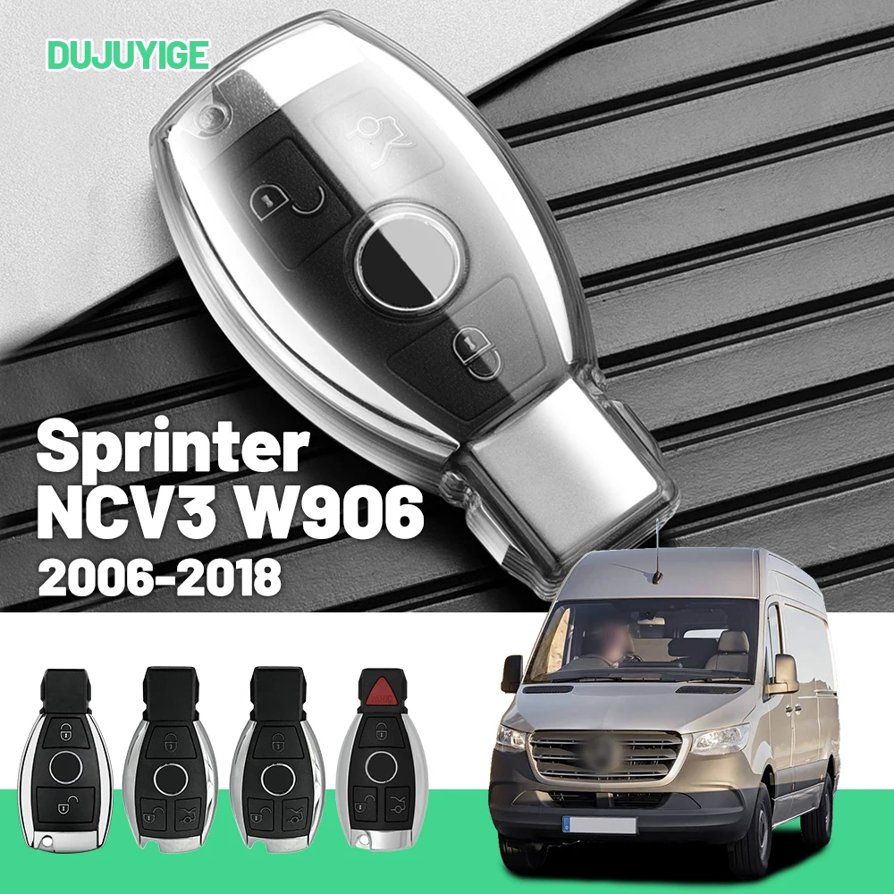 Clear TPU Car Key Case For Mercedes-Benz Sprinter NCV3 W906 2006-2018 Key Fob Cover Protector Shell Auto Accessories 2007 2008