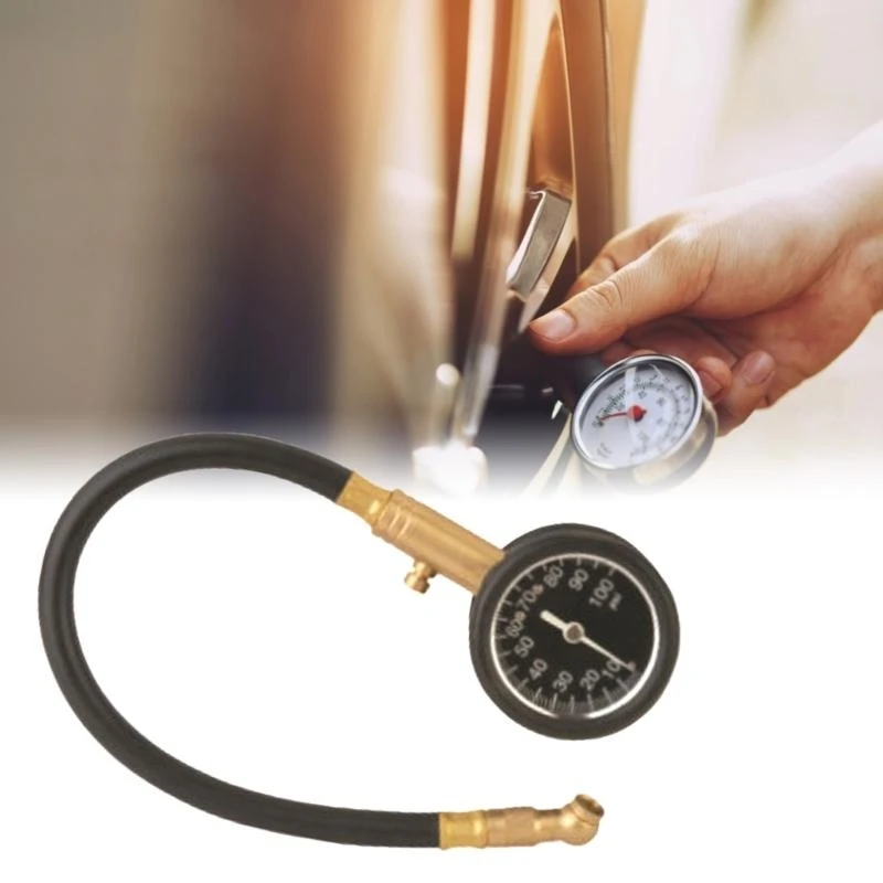 

60PSI Car Tyre Air Pressure Tester Braided Tube Tire Gauges Meter Motorbike Truck