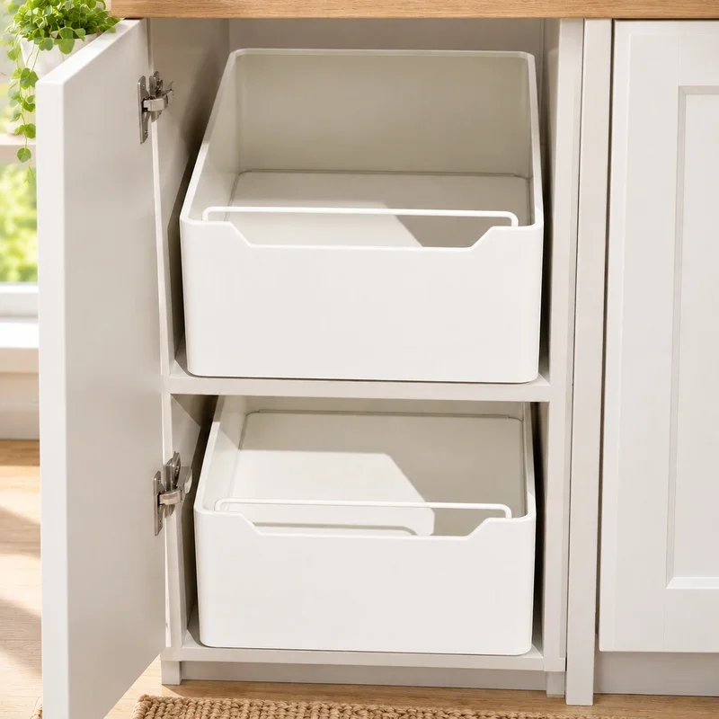 Expandable Cabinet Drawer Organizer with Rails, Multi-Section Spice Rack for Kitchen Storage