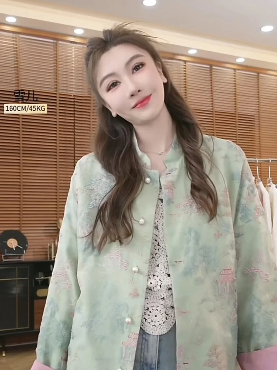 

Рекомендуемая модель BaiXue: Двусторонняя шелковая блузка QingFeng с национальной вышивкой, женская, весенняя, винтажная, приталенная, во французском стиле.