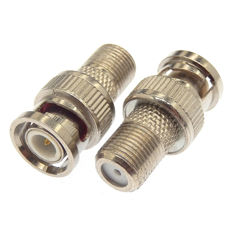 2Pcs/Set BNC Male Plug To F Female Jack Coax Connector Adapter for CCTV Camera
