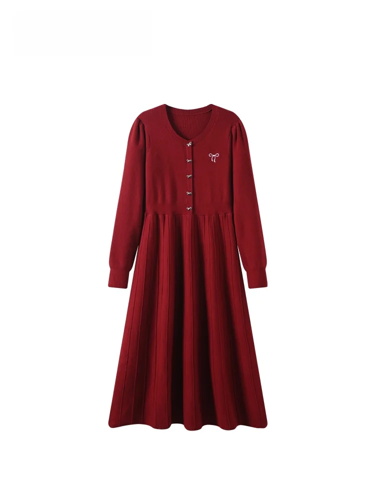 

plus Size Women's round Ne Long Sve Dr Cara CLUB Faionable Retro All-Match Autumn Winter New Sle Sweet Sle Knit...