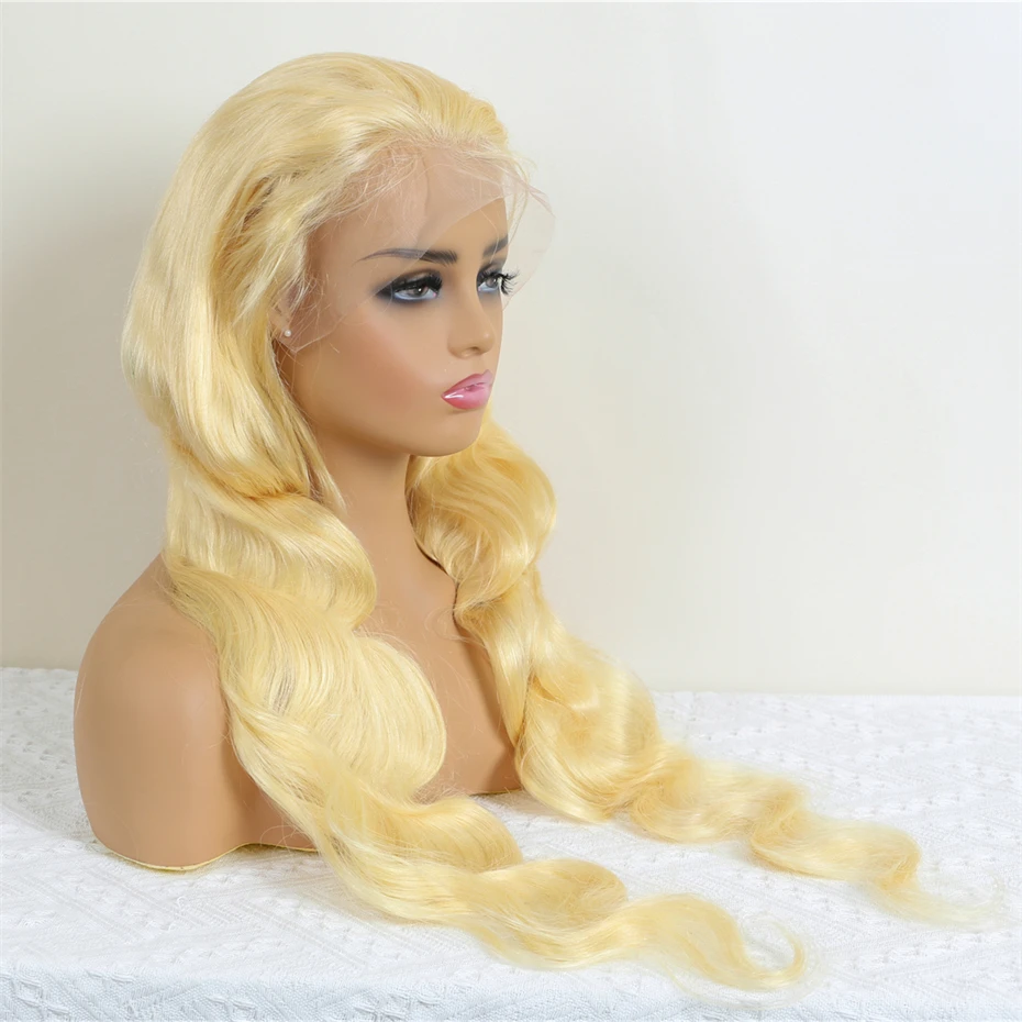 HD 360 Full Lace Wig Human Hair Pre Plucked 613 Honey Blonde Color Lace Front Wigs For Women Remy Vietnamese 13x4 13x6 Lace Frontal Body Wave Wigs 200% 220% Density