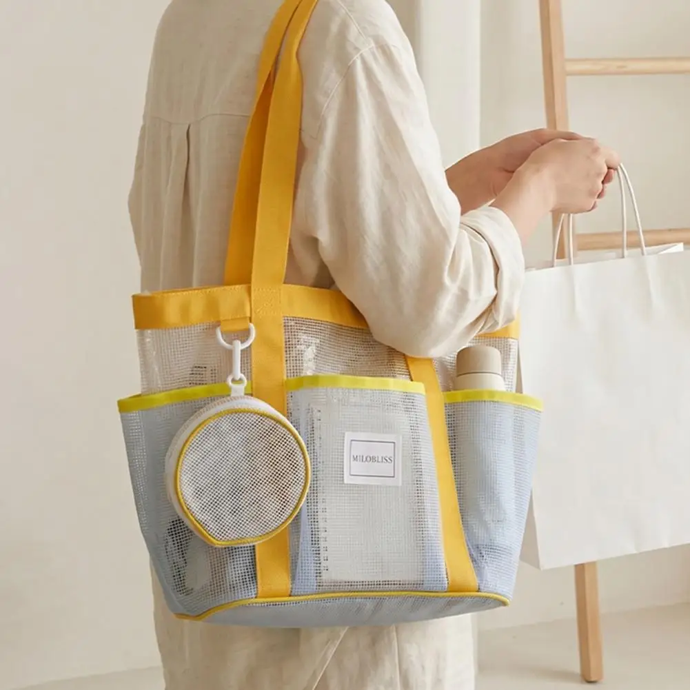 Large Mesh Beach Tote Bag,Lightweight Beach Bag Quick Drying Sand-proof Waterproof Storage Pouch Beach Essentials Bag