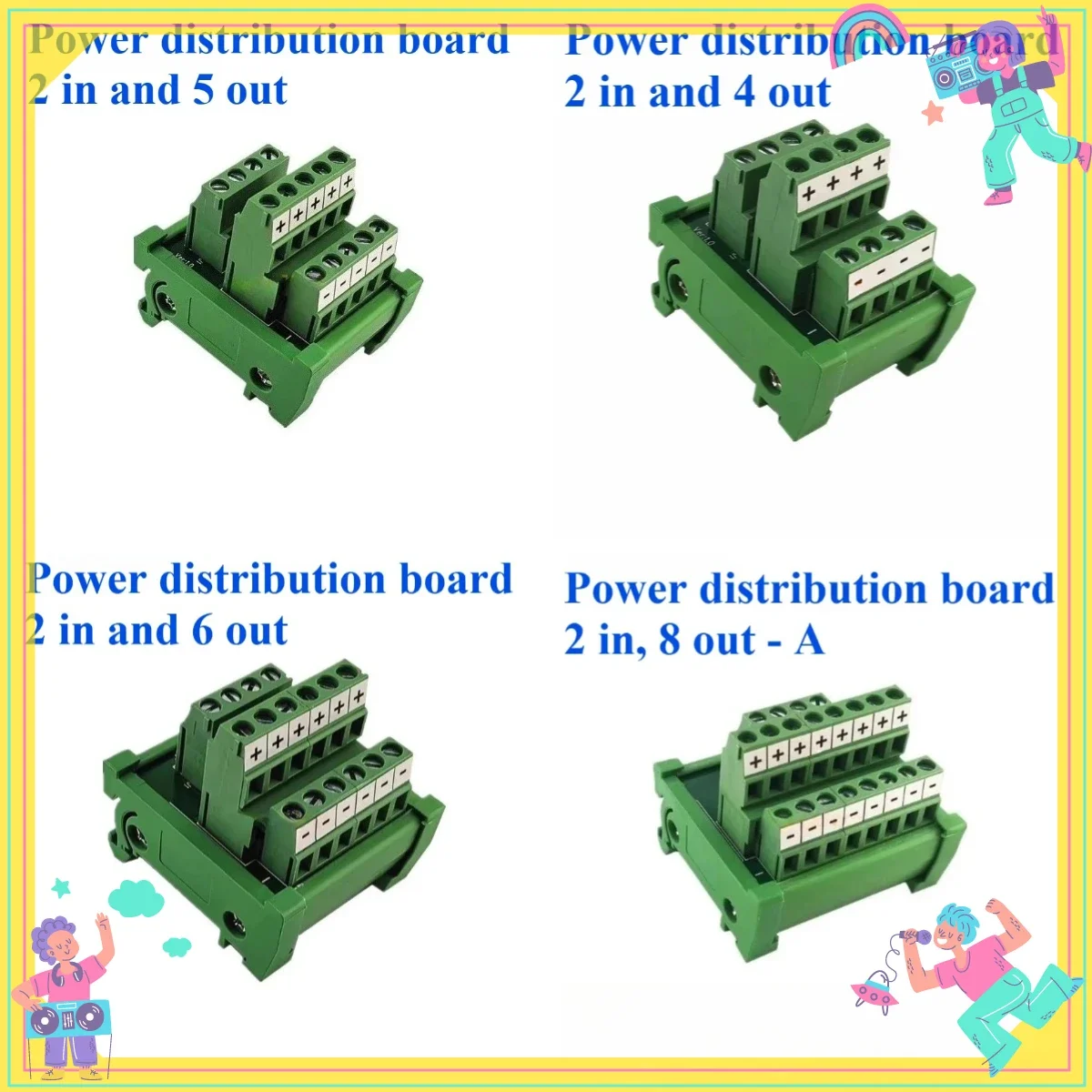 1Pcs Din Type Screw Terminal Block Multi-in/out PCB Distribution Box Breakout Parallel Power Cord Splitter Connector Wiring