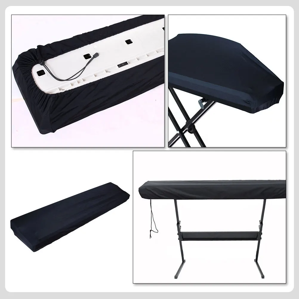 

1Pcs Piano Keyboard Cover Electronic Piano Protective Dust Cover Black Durable Material Adjustable Cord for Keyboard