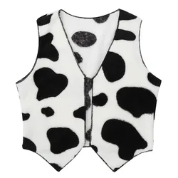 Black White Cowboy Cowgirl Costume Kids Halloween Party Fancy Dress Up Clothes Sleeveless Plush Cardigan Vest Waistcoat Tops